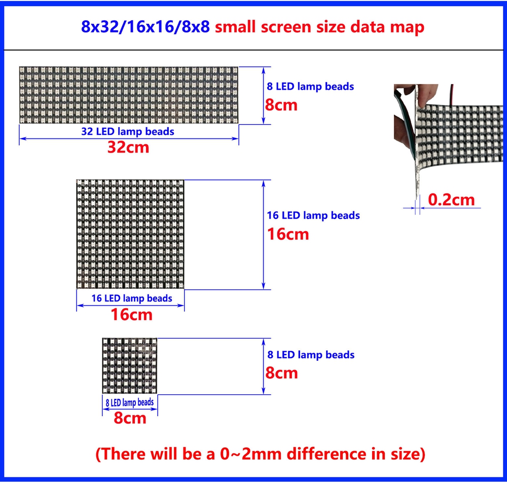 DC5V WS2812B 8*8 16*16 8*32 Fl - đánh giá và giá Rgb Led Matrix 8X8