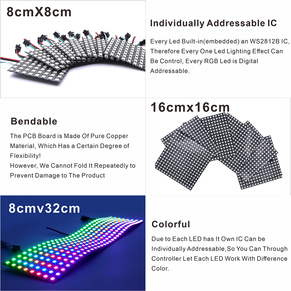 WS2812B SMD5050 RGB Panel LED  - đánh giá và giá Rgb Led Matrix 8X8